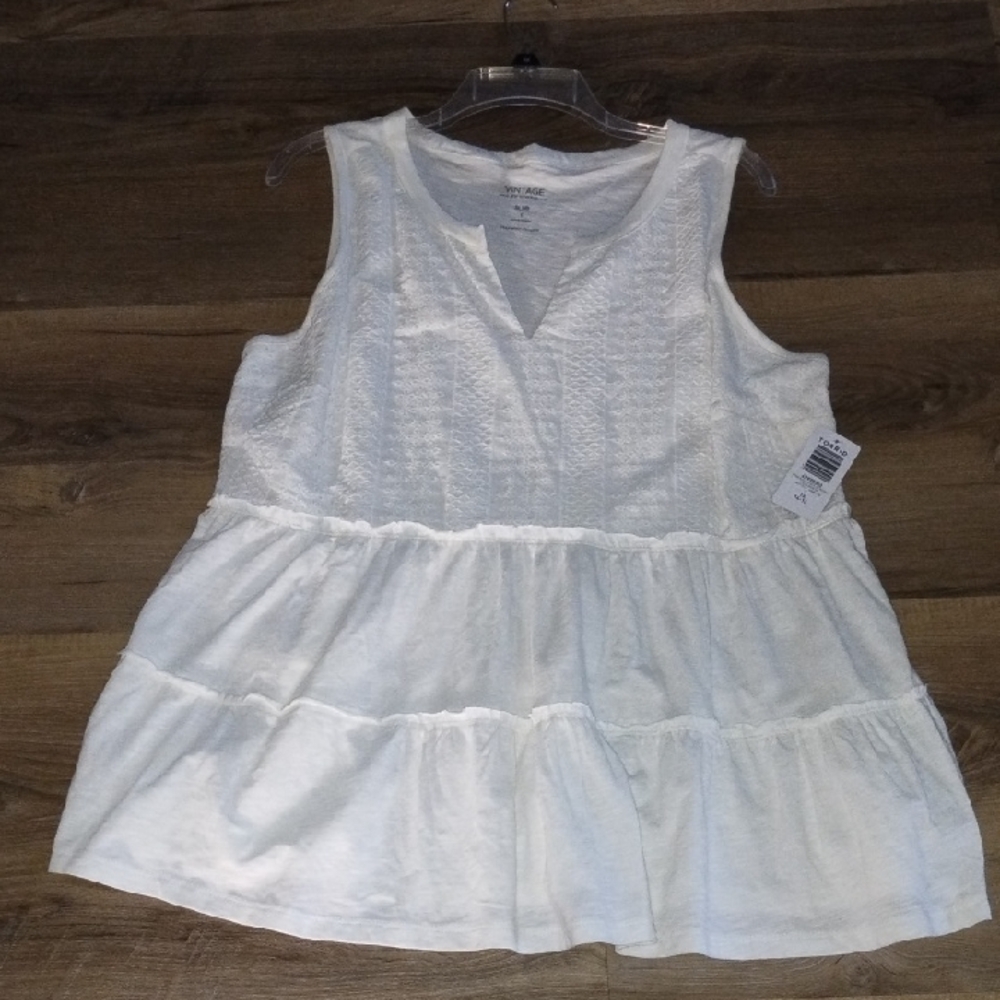 torrid Off White Tiered Sleeveless Peplum Camisole